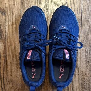 Puma Deep Blue Sneakers with Pink Highlights